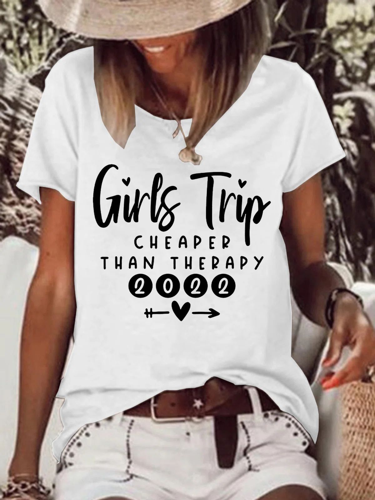Than Therapy Girls Trip Printed Round Neck Women's T-Shirt