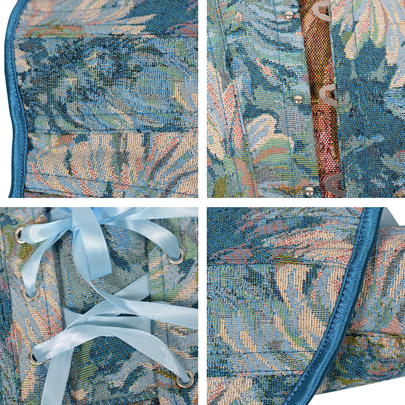 16cm Short 3 Button Jacquard Oil Painting Body Sculpting Girdle