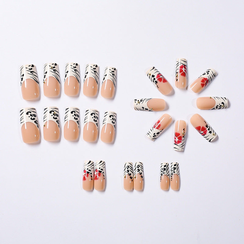 24 Pieces Steel Ball Flower Leopard Print Medium Water Pipe Nail Tip