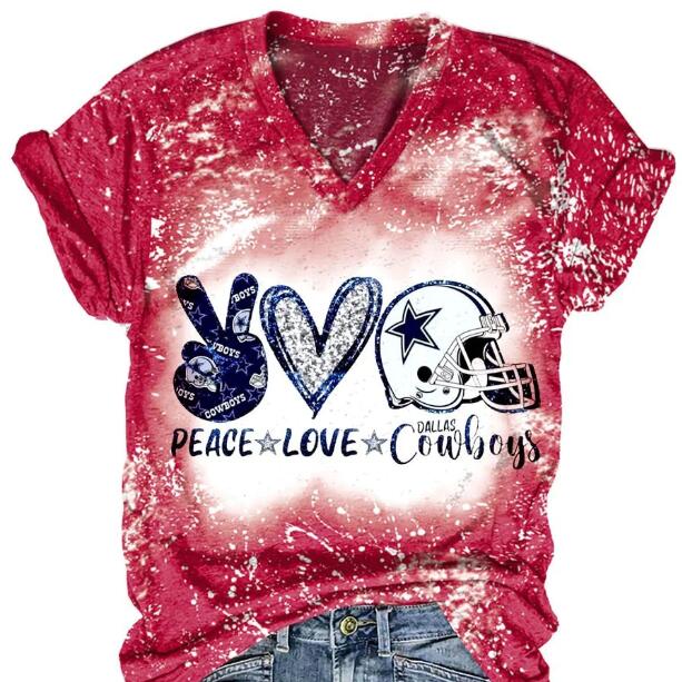 Europe And America Printed T-shirt Pullover Short Sleeve V-neck Top