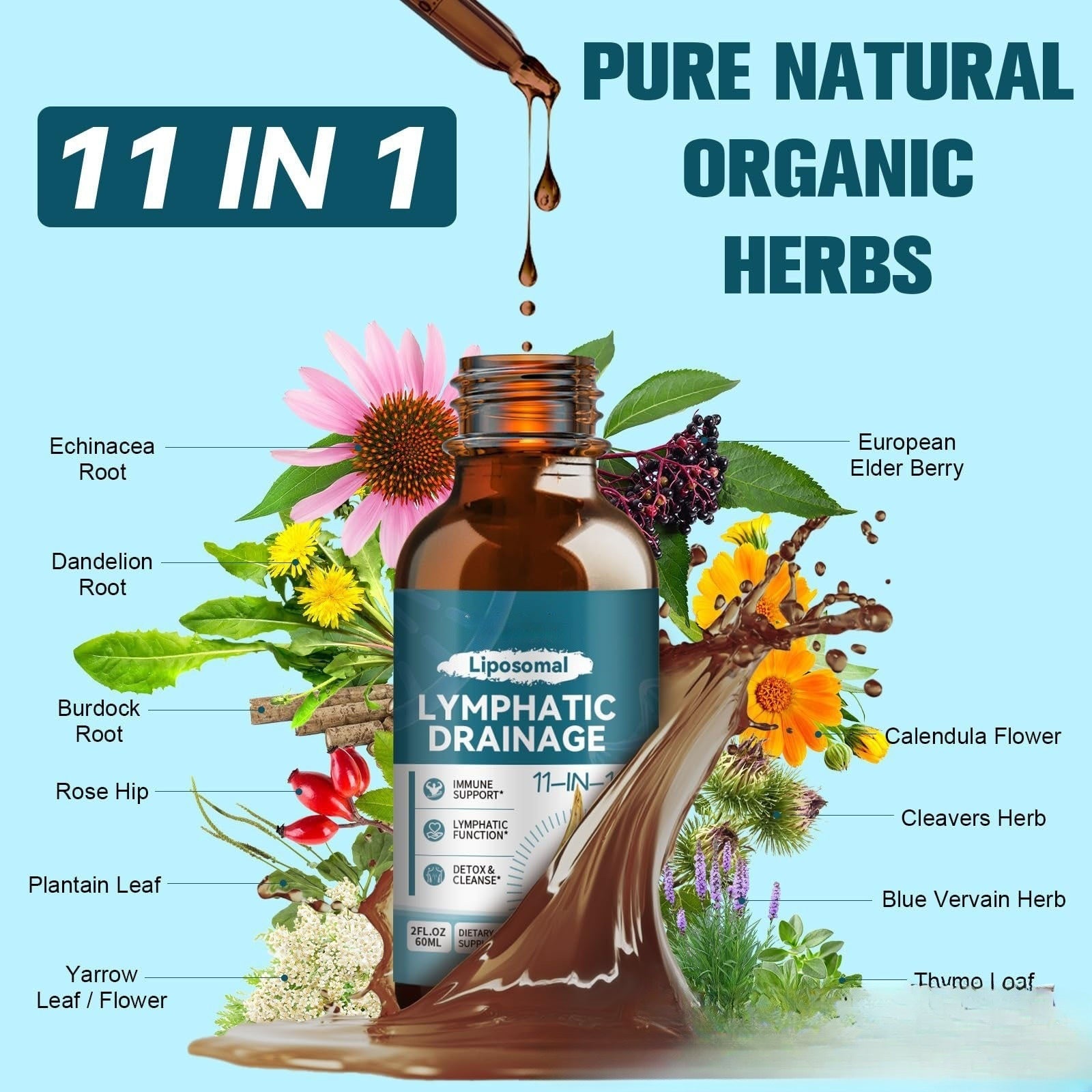 11-in-1 Lymphatic Support Drops For Home Use
