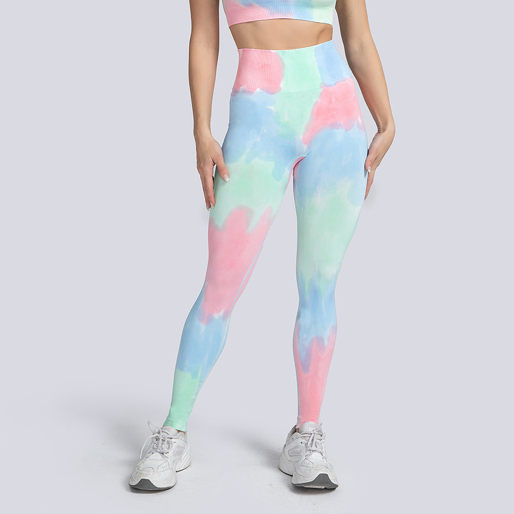Women's Seamless Knitting Tie Dyed Sweatpants Suit