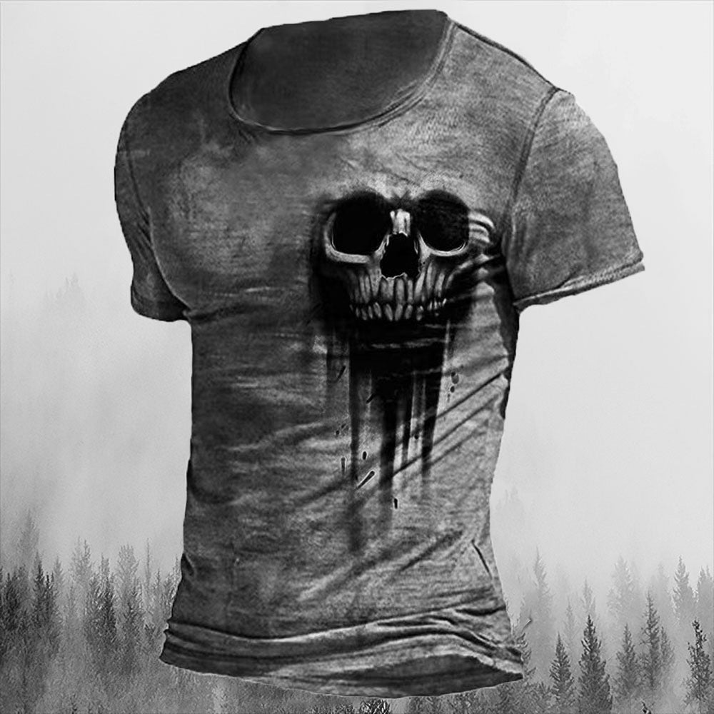 Printed Men's T Shirt Vintage Horror Skull Top