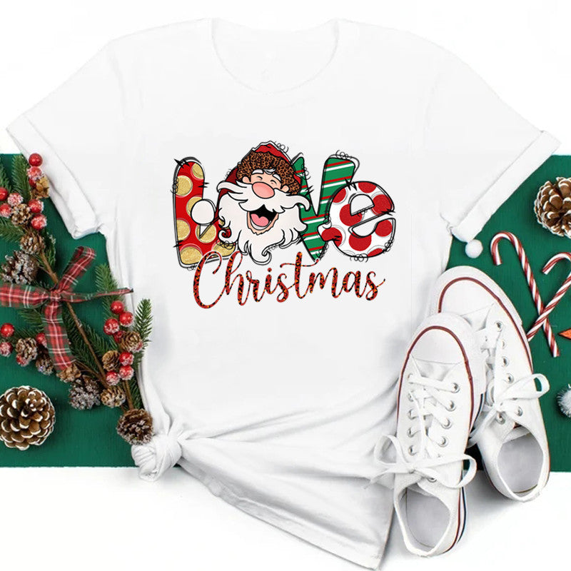 2025 New Year Christmas Plus Size Round Neck Short Sleeve T-shirt