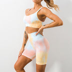 Women's Seamless Knitting Tie Dyed Sweatpants Suit