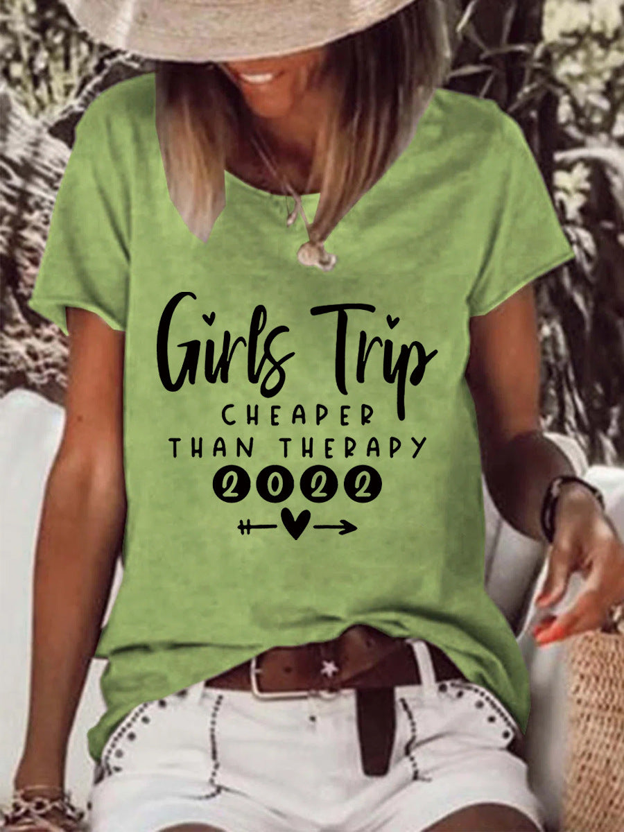 Than Therapy Girls Trip Printed Round Neck Women's T-Shirt