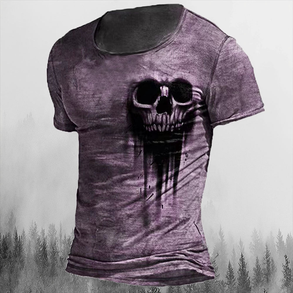 Printed Men's T Shirt Vintage Horror Skull Top