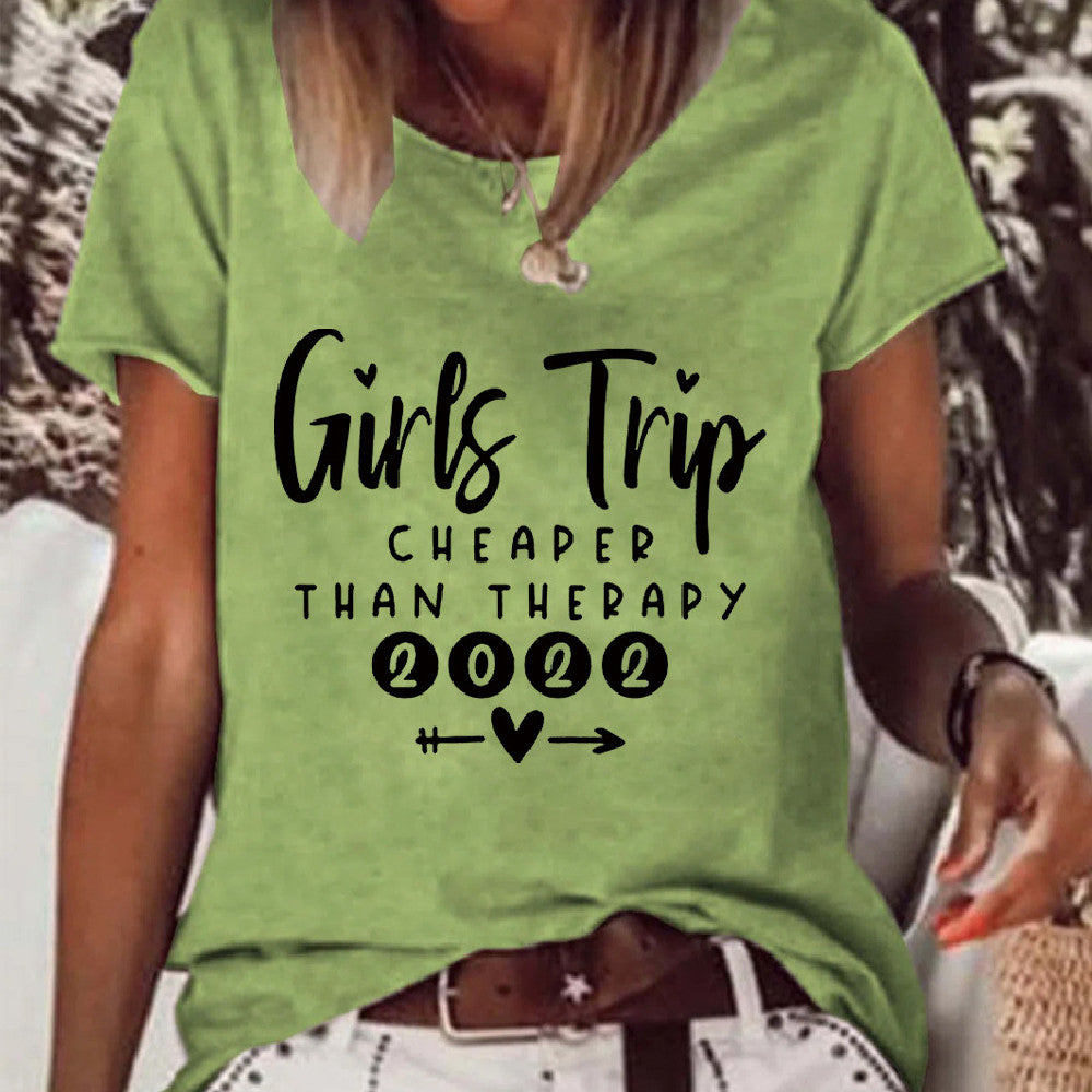 Than Therapy Girls Trip Printed Round Neck Women's T-Shirt