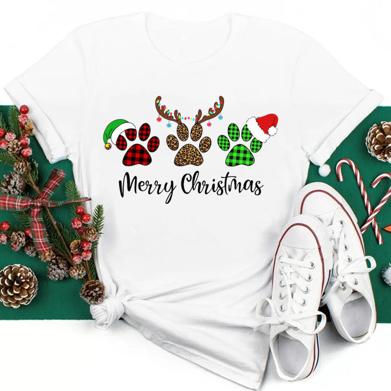 2025 New Year Christmas Plus Size Round Neck Short Sleeve T-shirt
