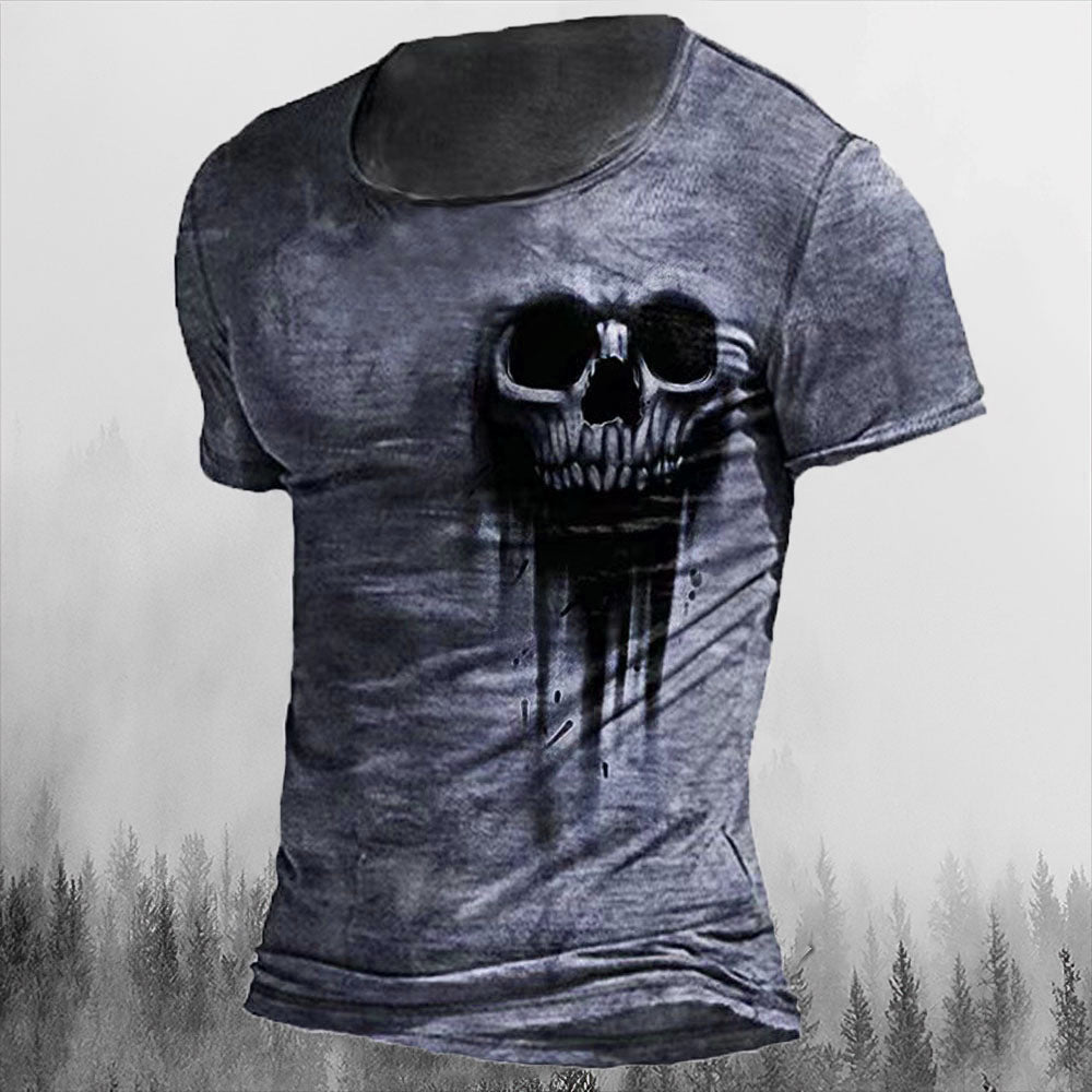 Printed Men's T Shirt Vintage Horror Skull Top