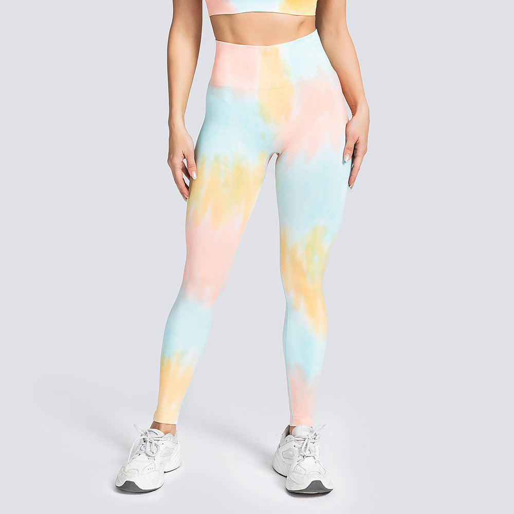 Women's Seamless Knitting Tie Dyed Sweatpants Suit
