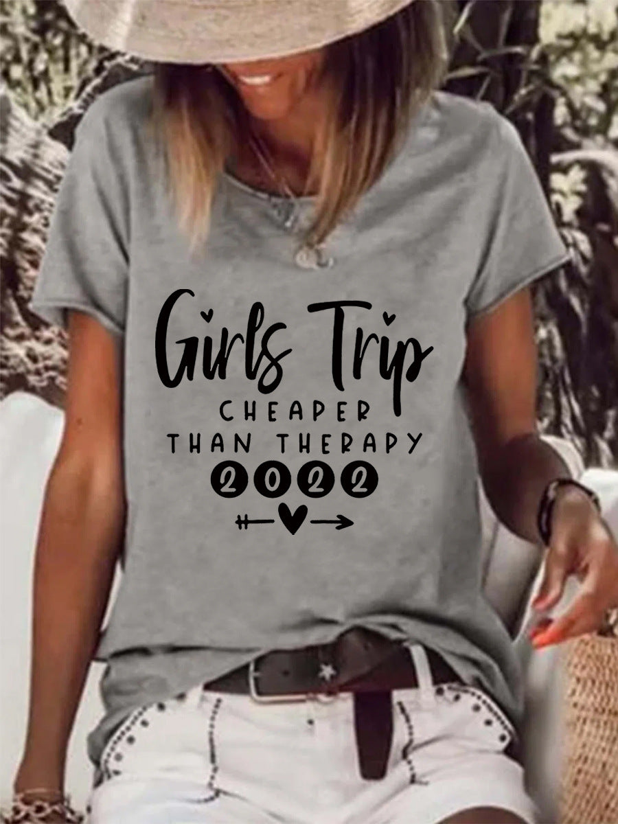 Than Therapy Girls Trip Printed Round Neck Women's T-Shirt